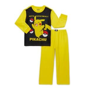Pokemon Boys Long Sleeve Top and Pants Pajama Set, 2-Piece Medium Size 8